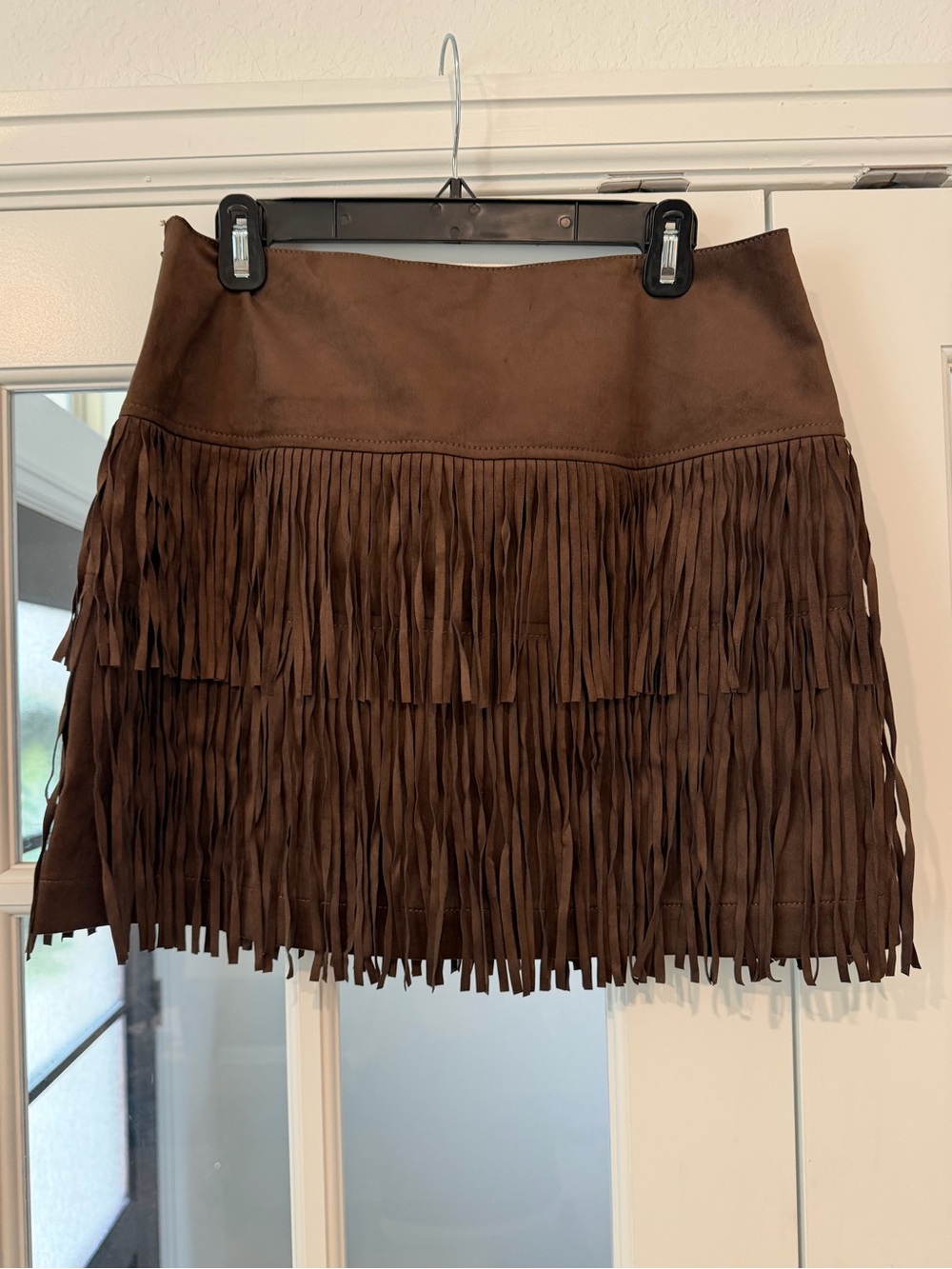 NWT LOFT Brown Suede Fringe Mini Skirt